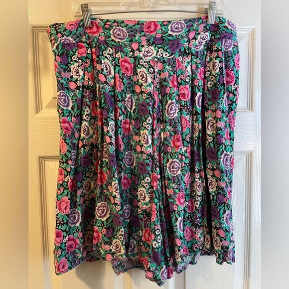 Vintage 80s/90s Gitano Floral High Waist Shorts Purple Pink Womens Plus Size 22W - Picture 1 of 4